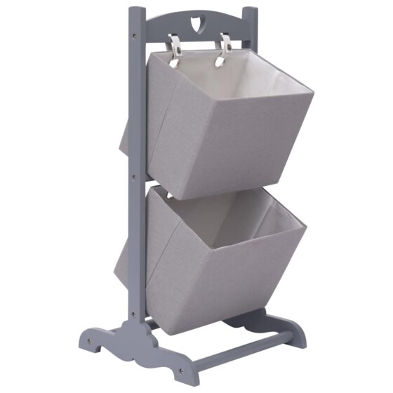 2-stufiges Korbregal Dunkelgrau 35 x 35 x 72 cm Holz - 1