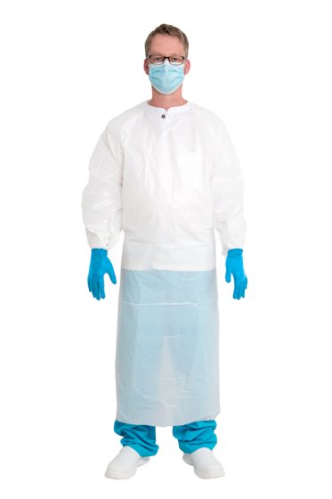 Einweg Schutzkittel Malschürze Protect – Coat 180 x 130 wasserdicht, HACCP, weiß - 1