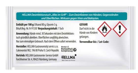 Desinfektionstücher einzeln verpackt -Alles im Griff- 2in1 für Hände und Oberflächen 1x Tuch - 2