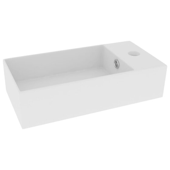 Badezimmer-Waschbecken mit Überlauf Keramik Matt Weiß - 2