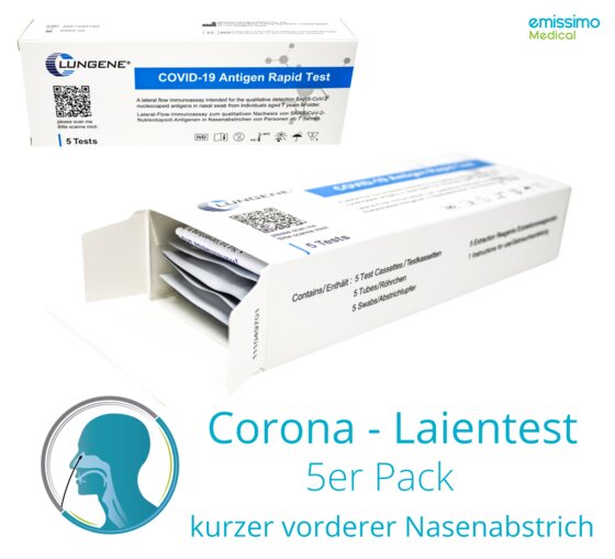 100 x Clungene Selbsttest -kurzer Nasenabstrich- Laienzulassung 5640-S-168/21- als 5er Pack - 3