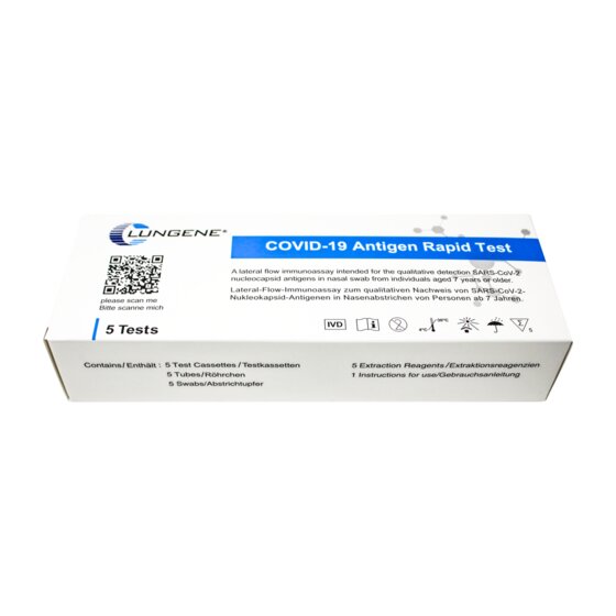 100 x Clungene Selbsttest -kurzer Nasenabstrich- Laienzulassung 5640-S-168/21- als 5er Pack - 2