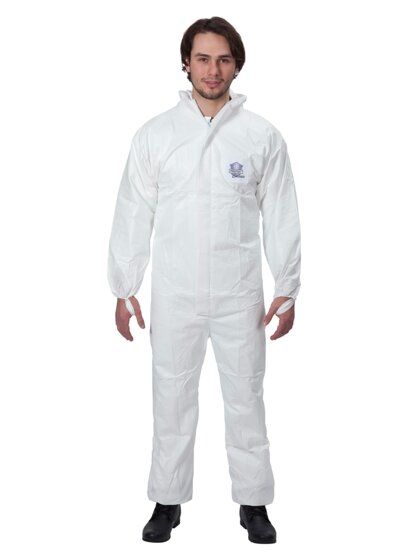 Protec Classic Overall Chemikalienschutzkleidung Schutzanzug EN14126 Kategorie 3 Typ 5/6 weiß XL - 1