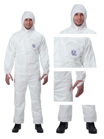 Protec Classic Overall Chemikalienschutzkleidung Schutzanzug EN14126 Kategorie 3 Typ 5/6 weiß XL - 2