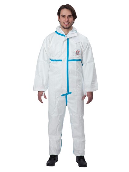 Protec Plus Overall Chemikalienschutzkleidung Schutzanzug EN14126 Kategorie 3 Typ 4/5/6 weiß XXL - 1