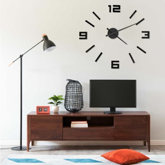 3D-Wanduhr Modernes Design Schwarz 100 cm XXL - 1