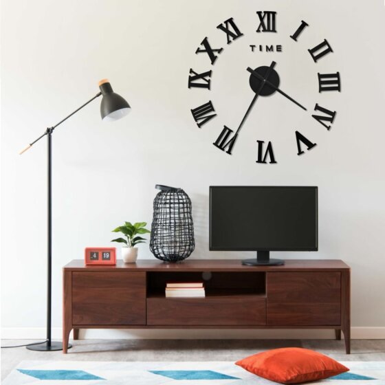 3D-Wanduhr Modernes Design Schwarz 100 cm XXL - 1