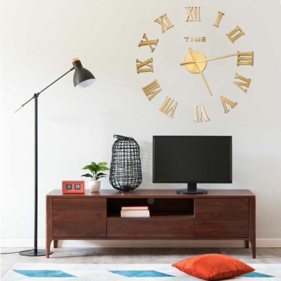 3D-Wanduhr Modernes Design Golden 100 cm XXL - 1