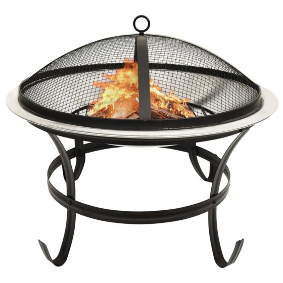 2in1 Feuerschale und Grill mit Schürhaken 56x56x49 cm Edelstahl - 1