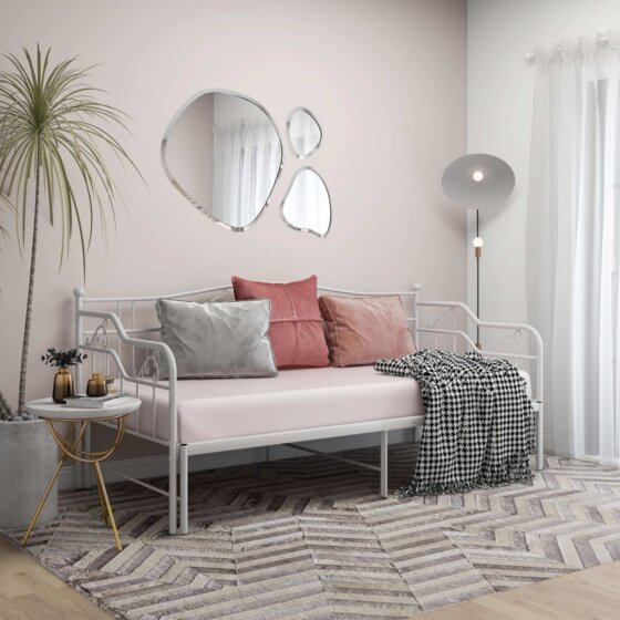 Ausziehsofa Bettgestell Weiß Metall 90x200 cm - 1
