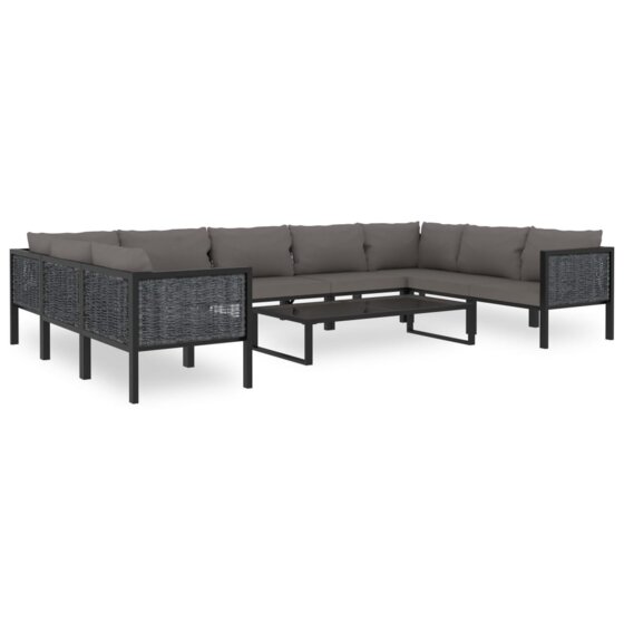 10-tlg. Garten-Lounge-Set mit Auflagen Poly Rattan Anthrazit - 1