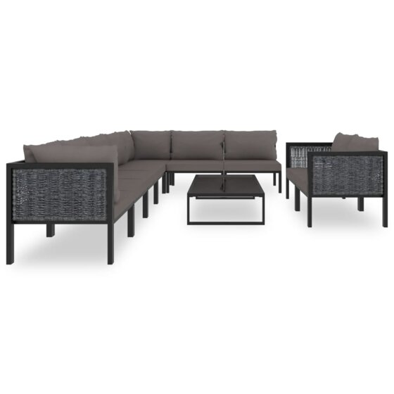 10-tlg. Garten-Lounge-Set mit Auflagen Poly Rattan Anthrazit - 3