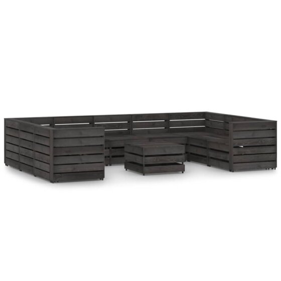 10-tlg. Garten-Lounge-Set Grau Imprägniertes Kiefernholz - 1
