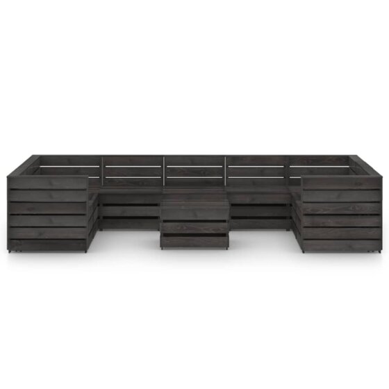 10-tlg. Garten-Lounge-Set Grau Imprägniertes Kiefernholz - 2