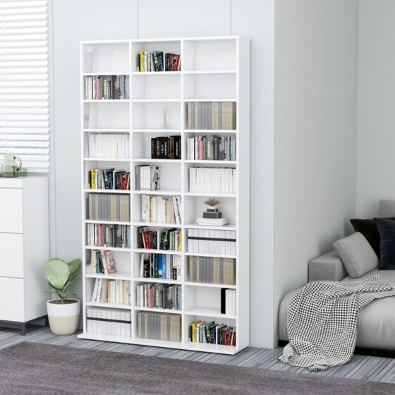 CD-Regal Hochglanz-Weiß 102x23x177,5 cm Spanplatte - 1