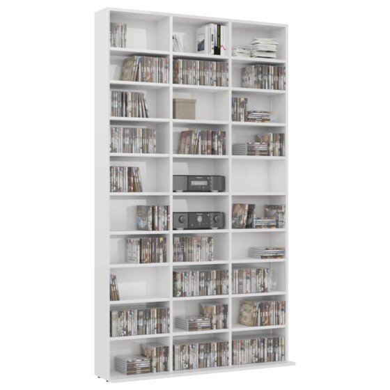 CD-Regal Hochglanz-Weiß 102x23x177,5 cm Spanplatte - 3