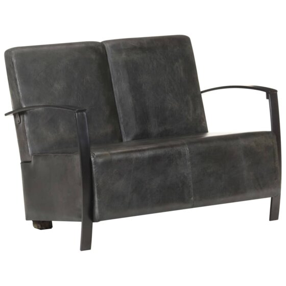 2-Sitzer-Sofa Grau Echtleder - 1