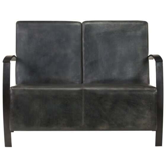 2-Sitzer-Sofa Grau Echtleder - 3