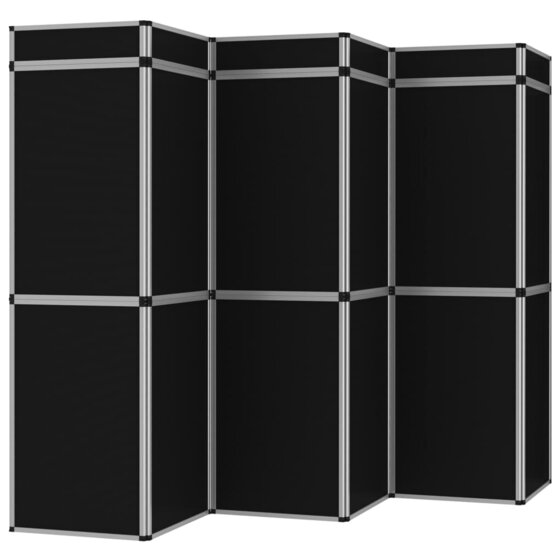 18-Panel Messewand Faltdisplay 362×200 cm Schwarz - 3