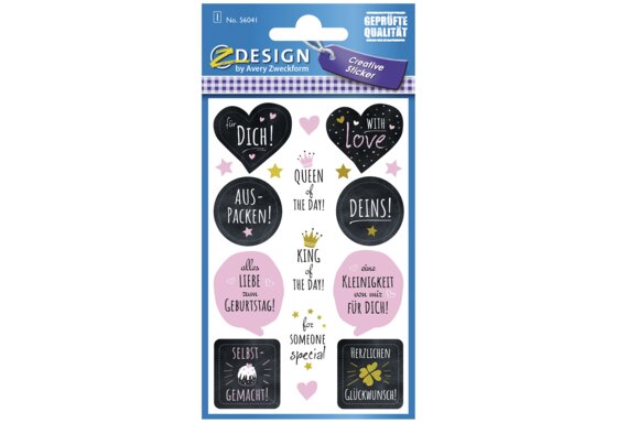 AVERY Zweckform 56041 Papier-Sticker Geschenkaufkleber 11 Aufkleber (schwarz,