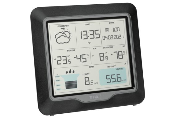 TFA Dostmann RAIN Pro Wetterstation Funk, 35.1160.01, mit Regenmesser und Außensensor,