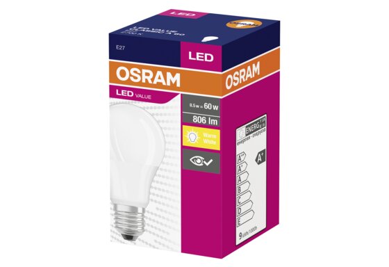 OSRAM OSRAM LED-Lampe E27 A60 10W A+ 2700K AC PARATHOM VALUE CLA6010W/827220-240VFRE27 - 2