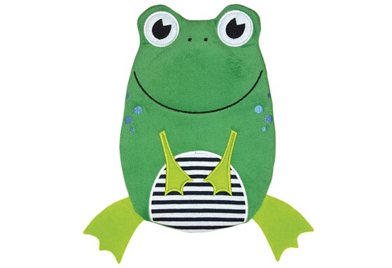 Hugo Frosch Kinder Öko-Wärmflasche 0,8 l mit Veloursbezug"Frosch" - 1