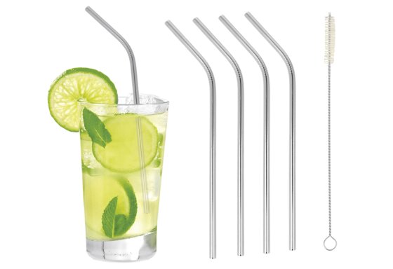 10er SET Metaltex 253181000 INOX Trinkhalme - geknickt - zu je 4 Stk. mit - 2