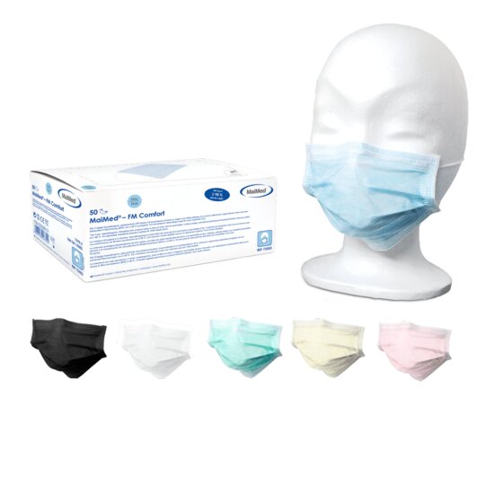 MAIMED- FM Comfort OP-Mundschutz, 3-lagig medizinischer Mundschutz EN 14683 (Typ II) schwarz - 2