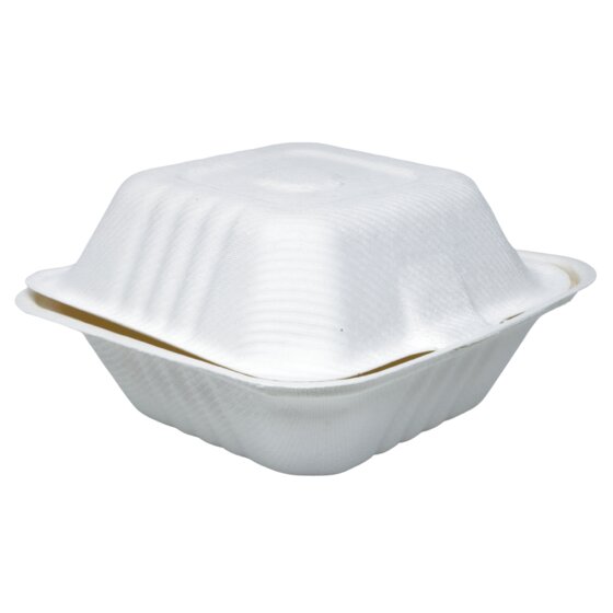 Burgerboxen Menübox To-Go Klappdeckel Mikrowellen-geeignet kompostierbar 32x15,4x4/4,2 cm x 50 - 1
