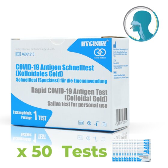 50 x Hygisun COVID-19 Antigen Selbsttest Spucktest für die Eigenanwendung CE1434 1er Pack - 2
