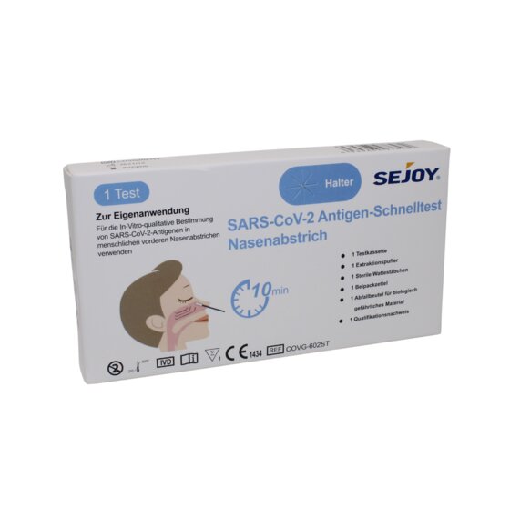 SEJOY Laien Antigentest Selbsttest SARS-CoV-2 - Kurzer Nasenabstrich CE1434 1er - 3