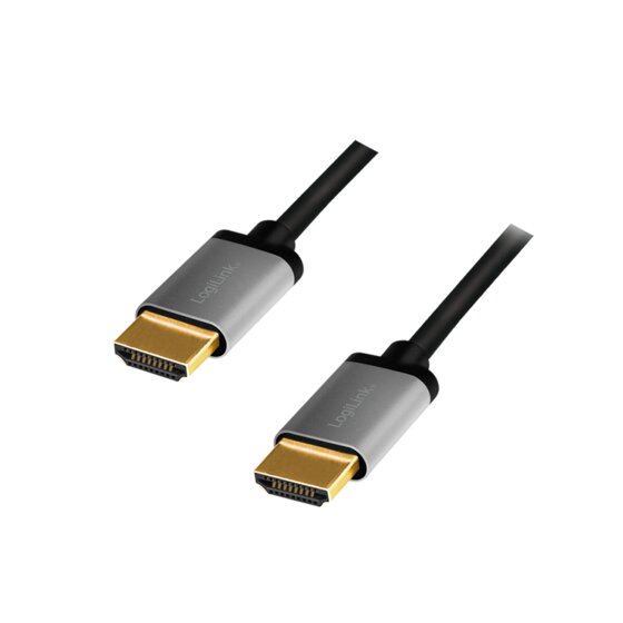 LogiLink HDMI-Kabel, A/M zu A/M, 4K/60 Hz, Alu, schwarz/grau, 1 m