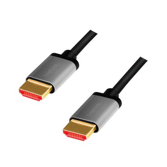 LogiLink HDMI-Kabel, A/M zu A/M, 8K/60 Hz, Alu, schwarz/grau, 1 m