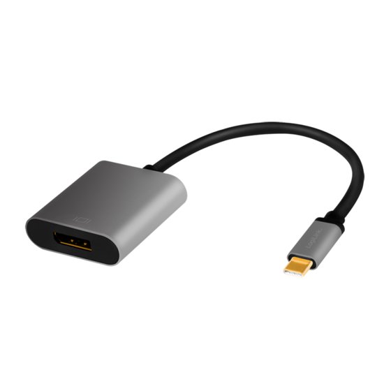 LogiLink USB 3.2 Gen1 Type-C-Adapter, C/M zu DP/F, 4K,Alu,schwarz/grau,0,15 m