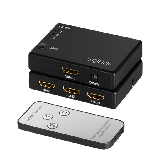 LogiLink HDMI-Switch, 3x1-Port, 1080p/60 Hz, HDCP, CEC, RC - 3
