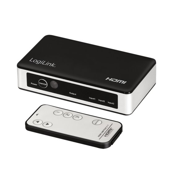 LogiLink HDMI-Switch, 3x1-Port, 4K/60 Hz, HDCP, HDR, CEC, RC