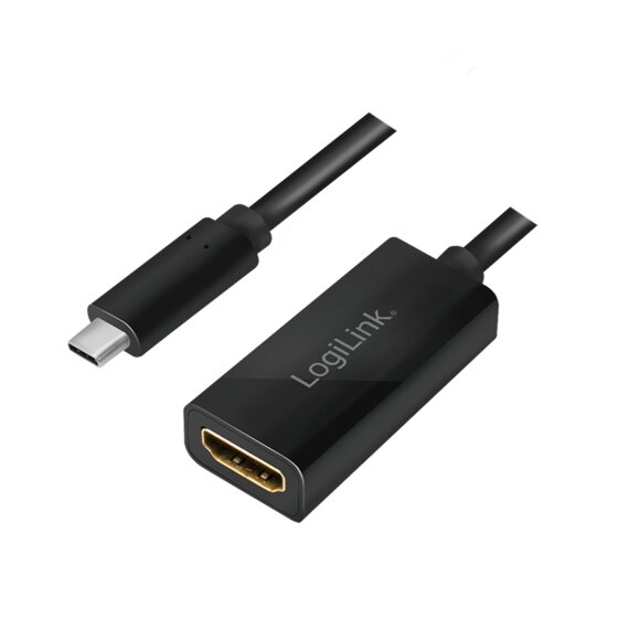 LogiLink USB 3.2 Gen2-Adapter, USB-C/M zu HDMI-A/F, 4K/60 Hz, schwarz, 0,15 m - 1