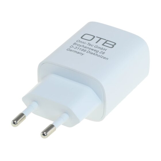 OTB Ladeger&auml;t USB Type C (USB-C) mit USB Power Delivery USB-PD - 20W - wei&szlig;