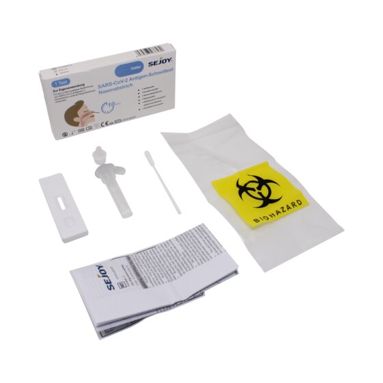 SEJOY Laien Antigentest Selbsttest SARS-CoV-2 - Kurzer Nasenabstrich CE1434 1er