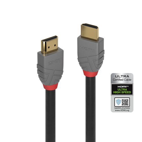 Lindy HDMI Kabel Ultra High Speed 2m Anthra Line - Kabel - Digital/Display/Video - 2