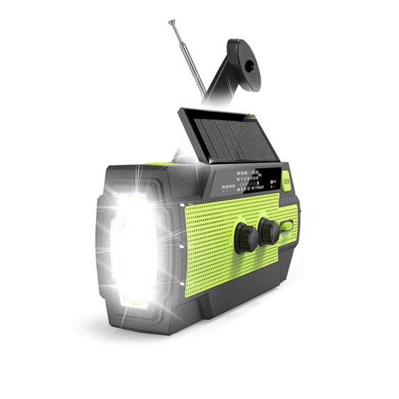 emissimo Tec Solarradio -AleX Notfallradio Akku Kurbelradio mit USB-Ladeanschluss Powerbank Grün