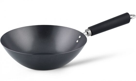 Wokpfanne mit Griff 27 cm Stahl schwarz/silber - 1