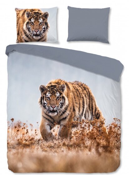 Bettbezug Tiger 240 x 220 cm Baumwolle grau