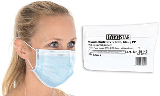 HYGOSTAR PP-Mundschutz CIVIL USE, 3-lagig, blau (6495726)