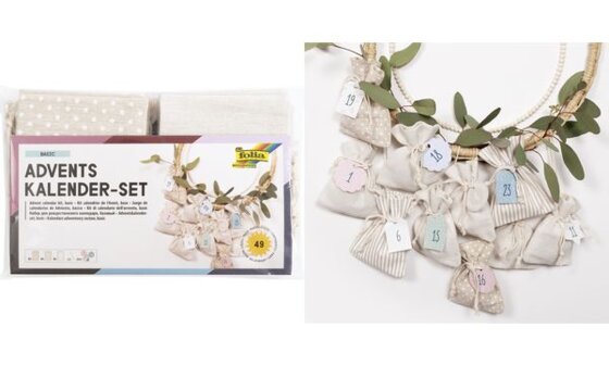 folia Adventskalender-Set BASIC, Stoffbeutel, 49-teilig (57906609)