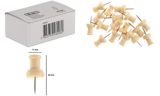 Bi-Office Holz-Pinnwand-Nadeln "Earth", aus Kiefernholz (70030239)