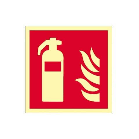 Feuerlöscher ISO 7010, Folie langnachleuchtend, 14,8x14,8