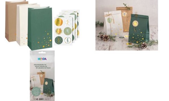 HEYDA Adventskalender-Set, Papiertüten, 3-farbig, groß (57301478)