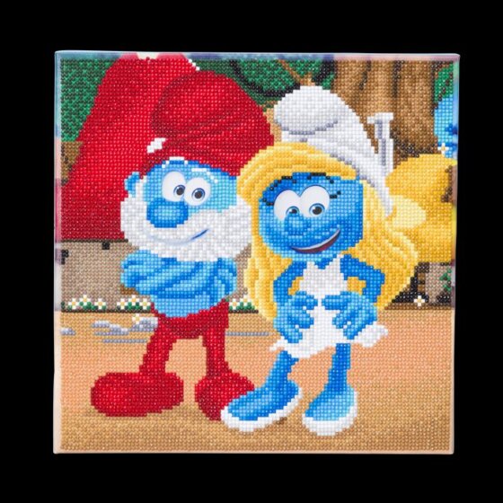 Crystal Art Bild 30x30cm Schlumpfine und Papa Schlumpf
